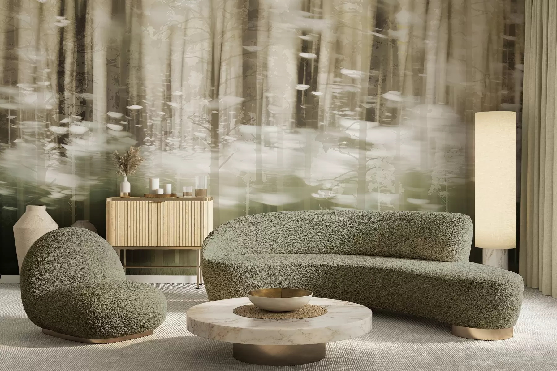 Fototapet Stylizované kmeny stromů v pastelových barvách w04844