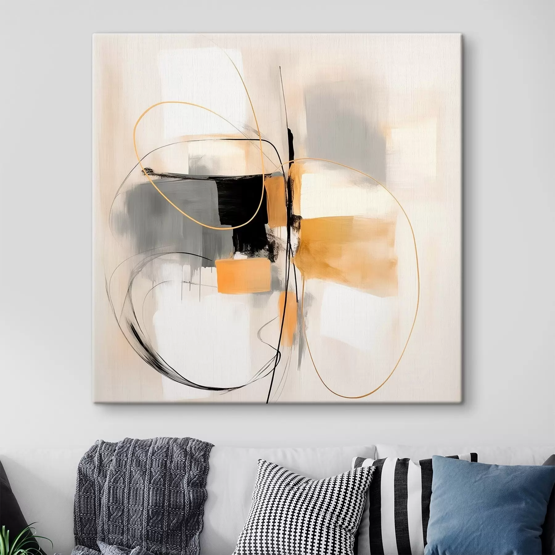 Obraz Abstraktní linie a tvary v olejovém stylu Č. s46322