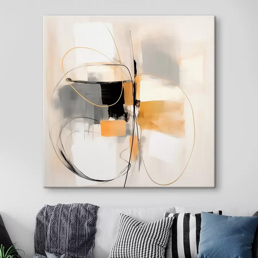 Obraz Abstraktní linie a tvary v olejovém stylu Č. s46322