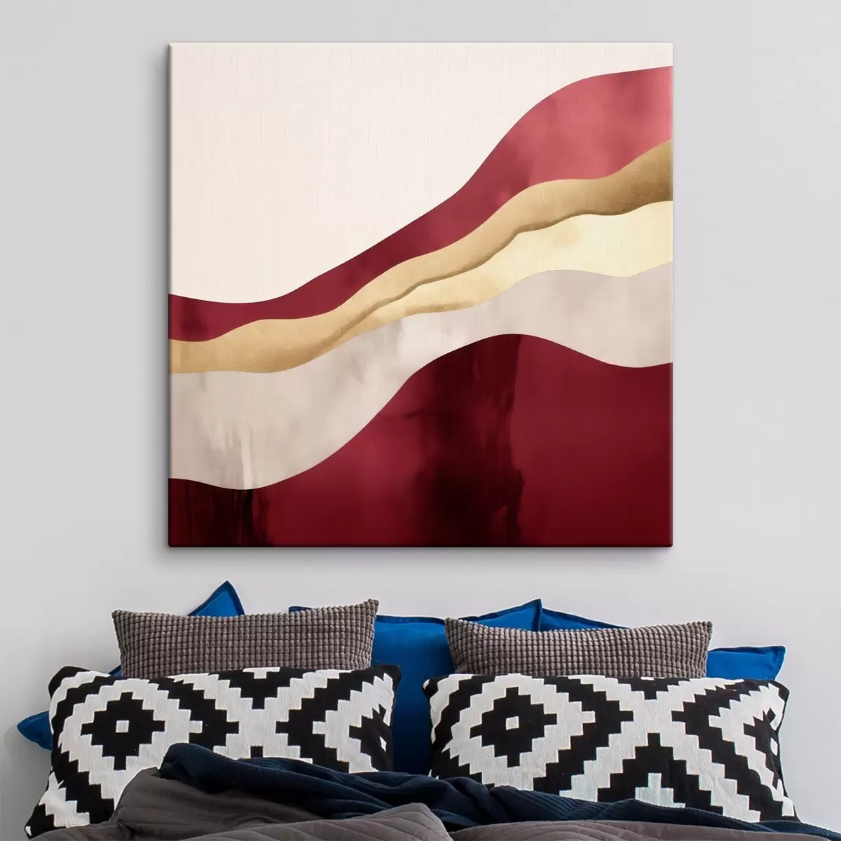 Obraz Burgundská, růžová a písková barva, geometrický styl Č. s46331