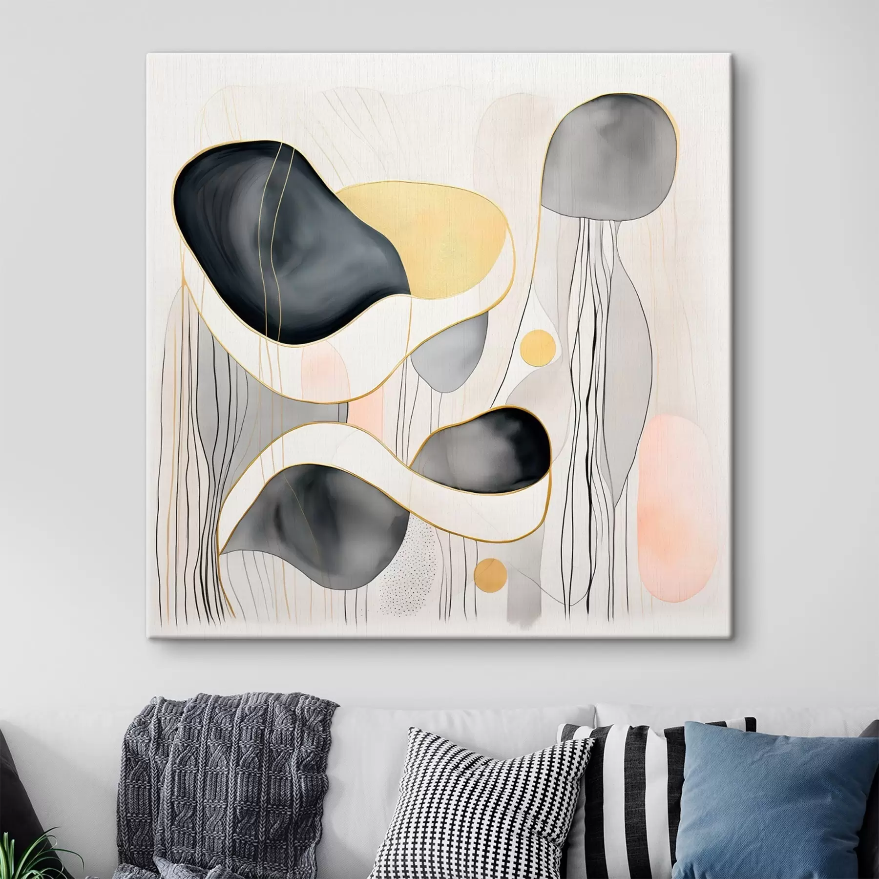 Obraz Neutrální složení, šedé a pískové skvrny v moderním stylu Č. s46334