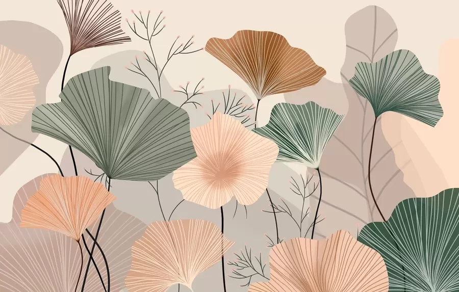 Fototapet stylové lotosové listy w04815