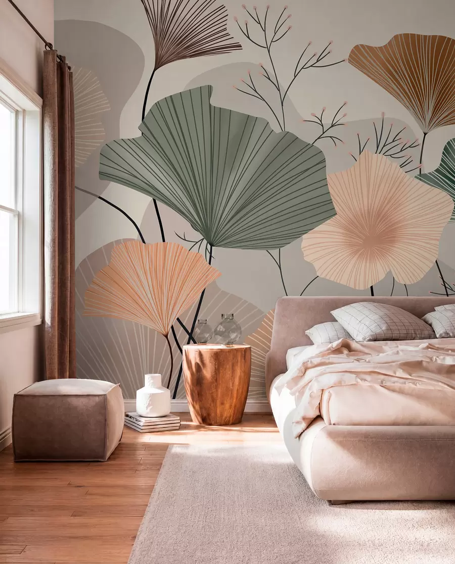 Fototapet stylové lotosové listy w04815