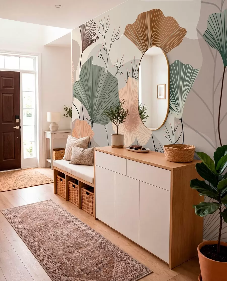 Fototapet stylové lotosové listy w04815