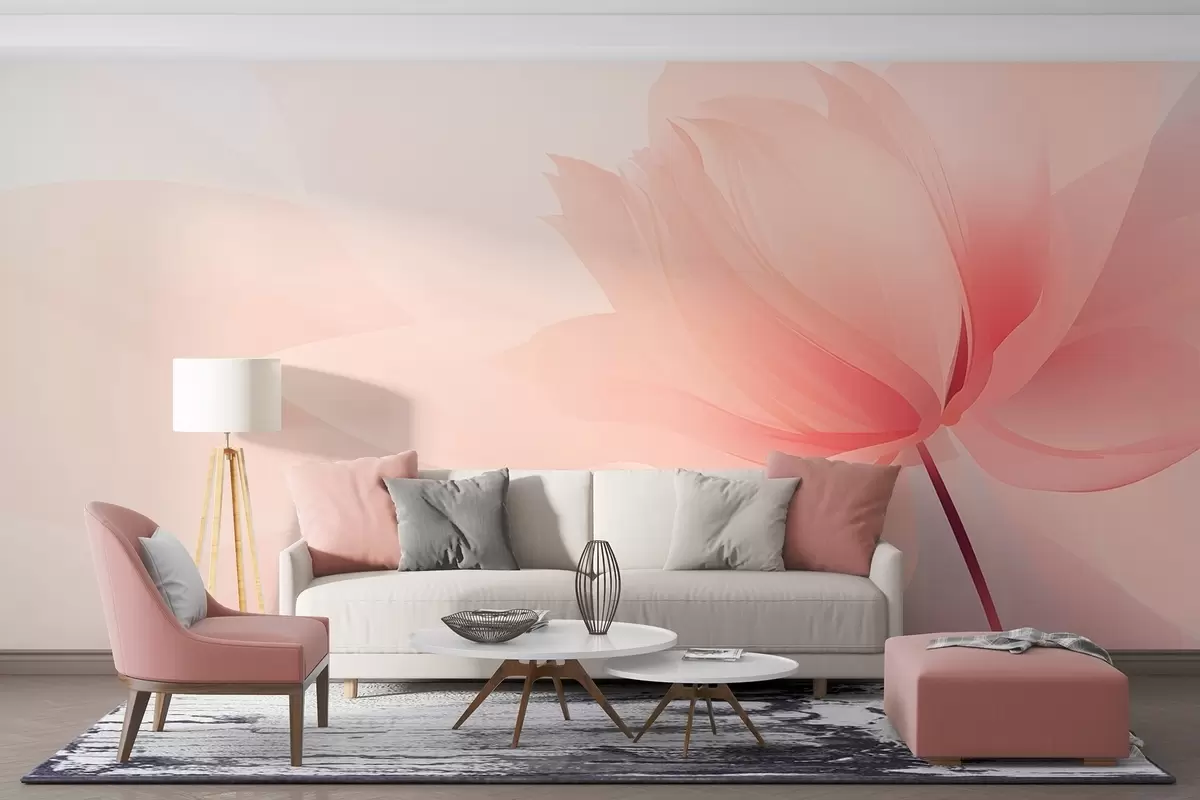 Fototapet Velký květ v jemných broskvově růžových tónech w09356