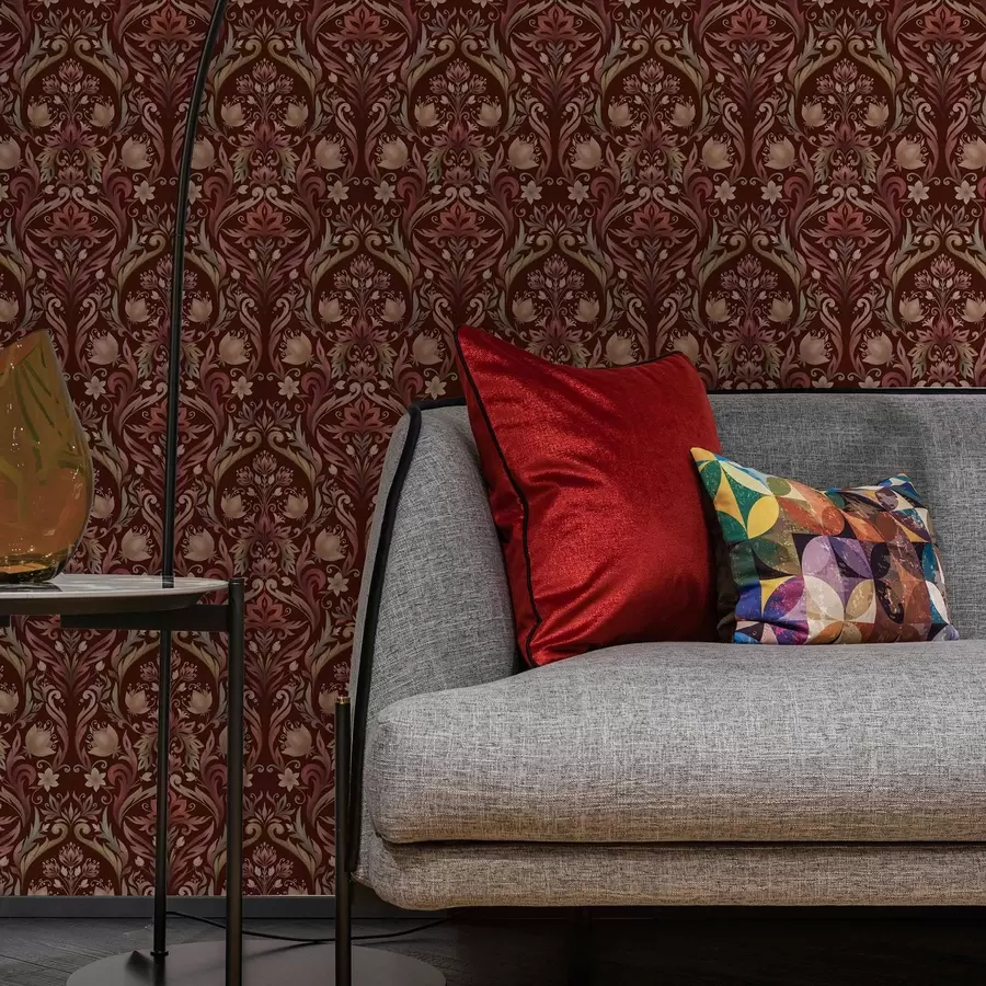 Fototapet Tulipánový ornament, sytě vínové pozadí a00827v2