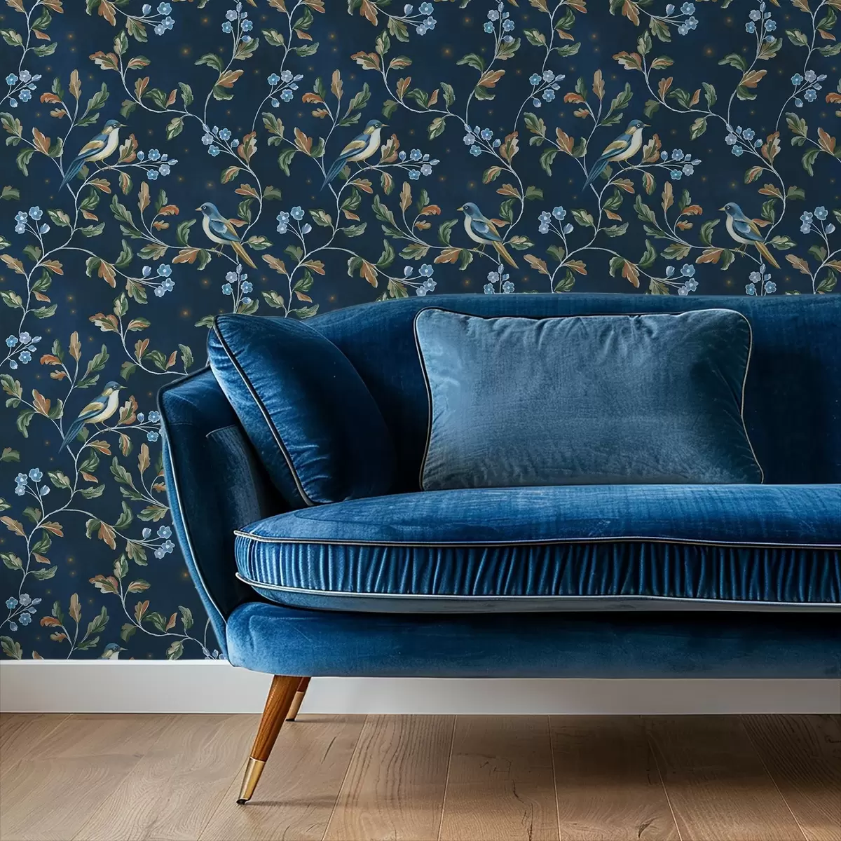 Tapety Prsa na větvích, noční modré pozadí s jiskrami a00858