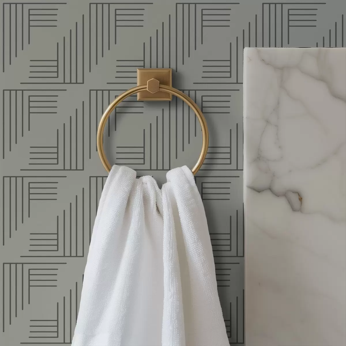 Tapety Lineární rohové bloky tvořící čtverce v teplé šedé barvě a00907