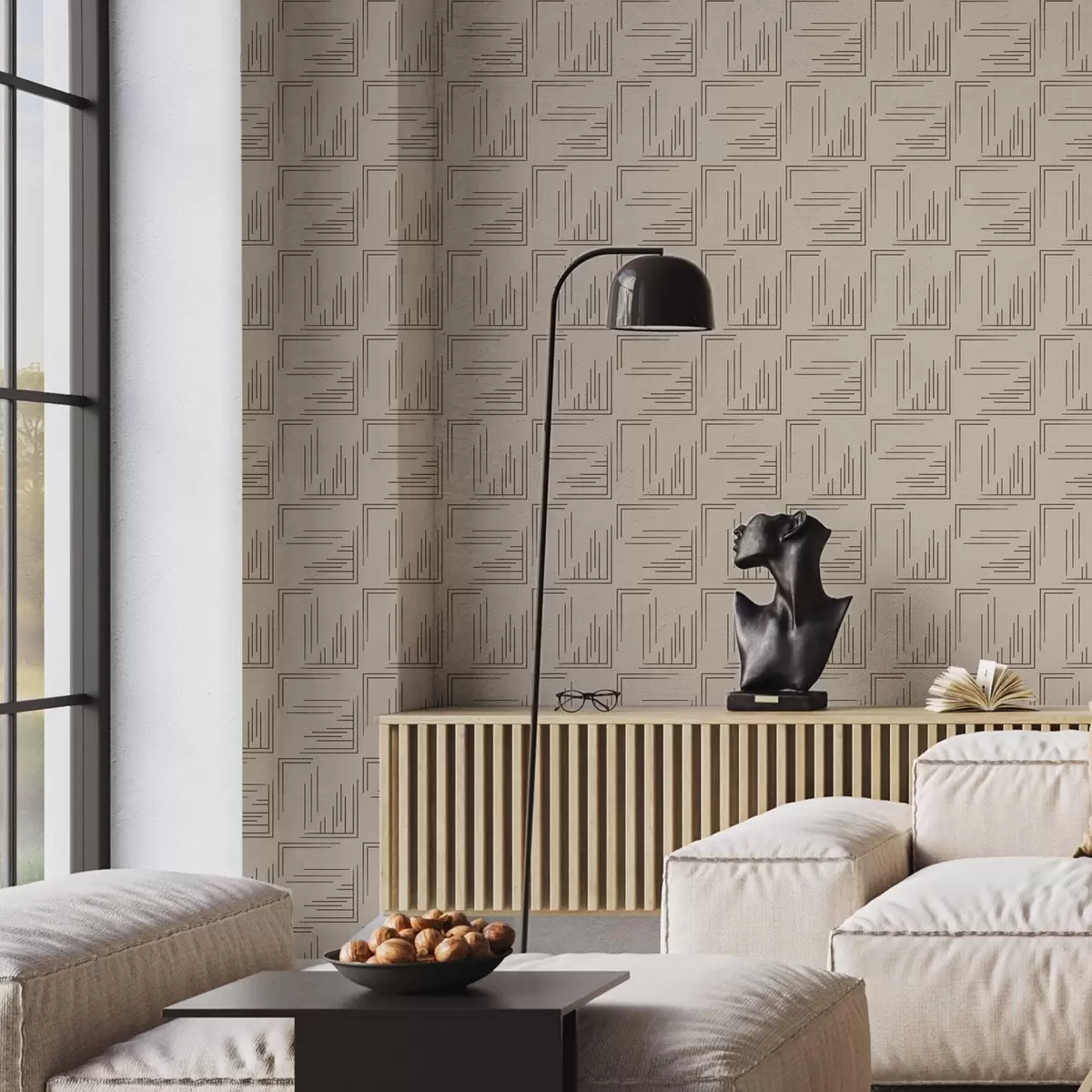 Tapety Velké čtvercové kakaové rohy s různými výplněmi čar, písek a00913