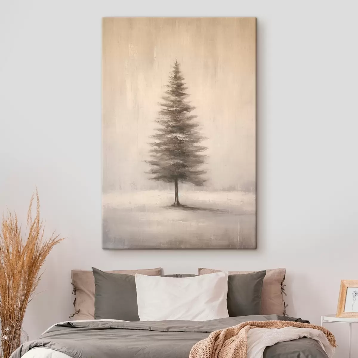 Obraz Monochromatický smrk. Minimalistická zimní krajina Č. s46465