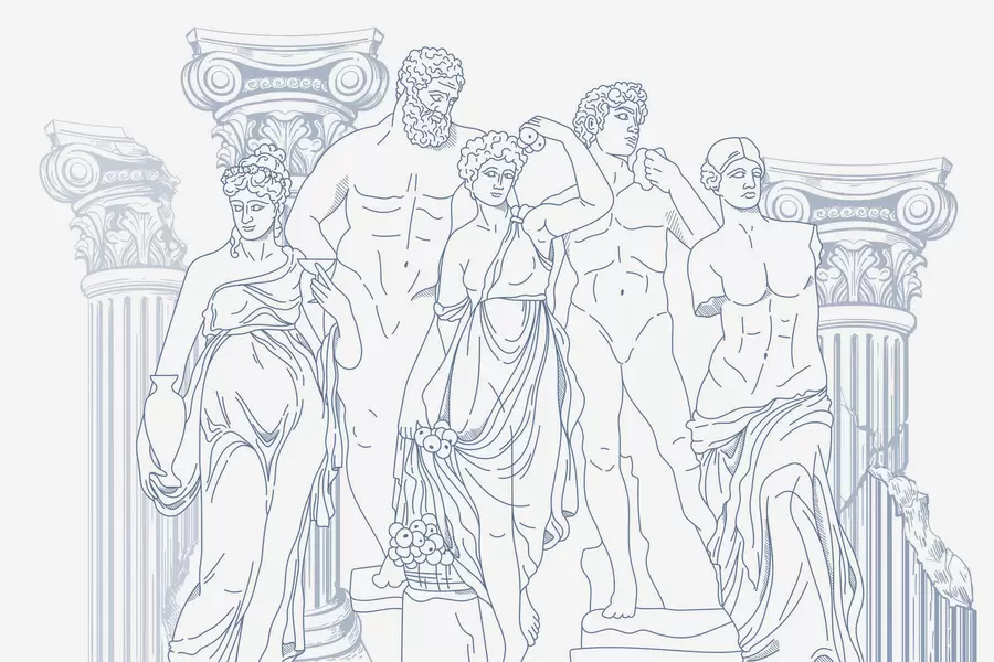 Fototapet Starověcí lidé a sloupy w04865