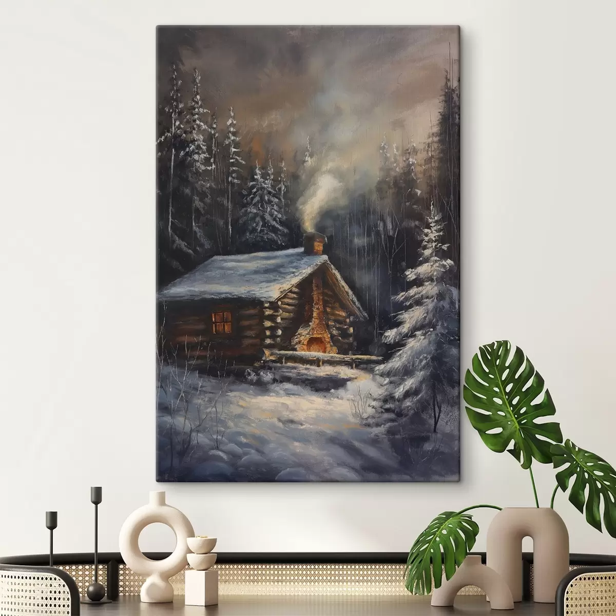 Obraz Chata v zimním lese Č. s46606