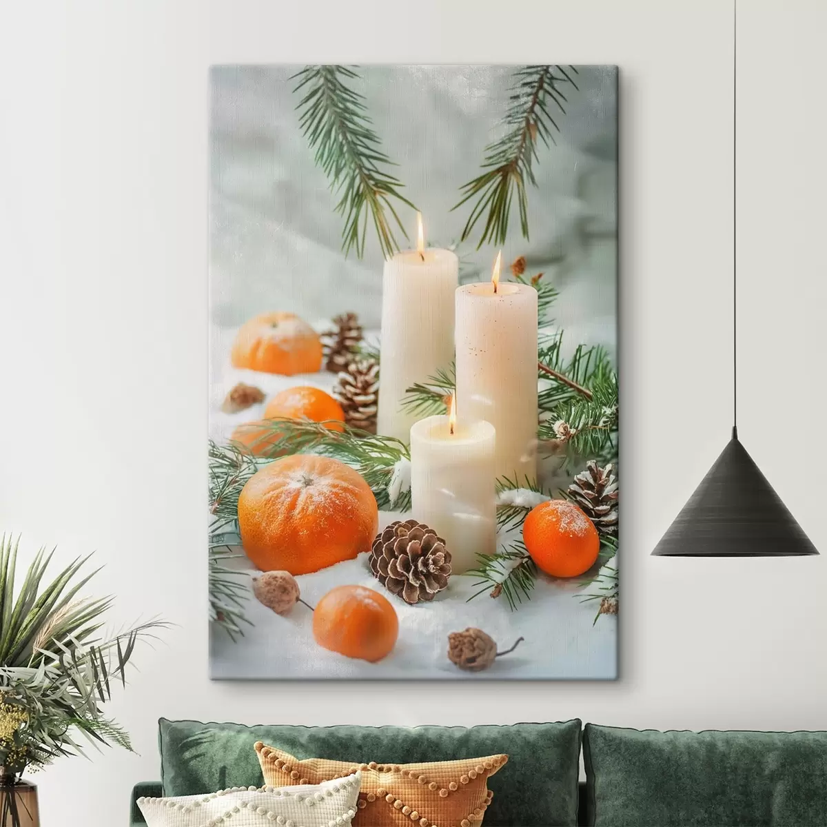 Obraz Svíčky, mandarinky a šišky Č. s46615