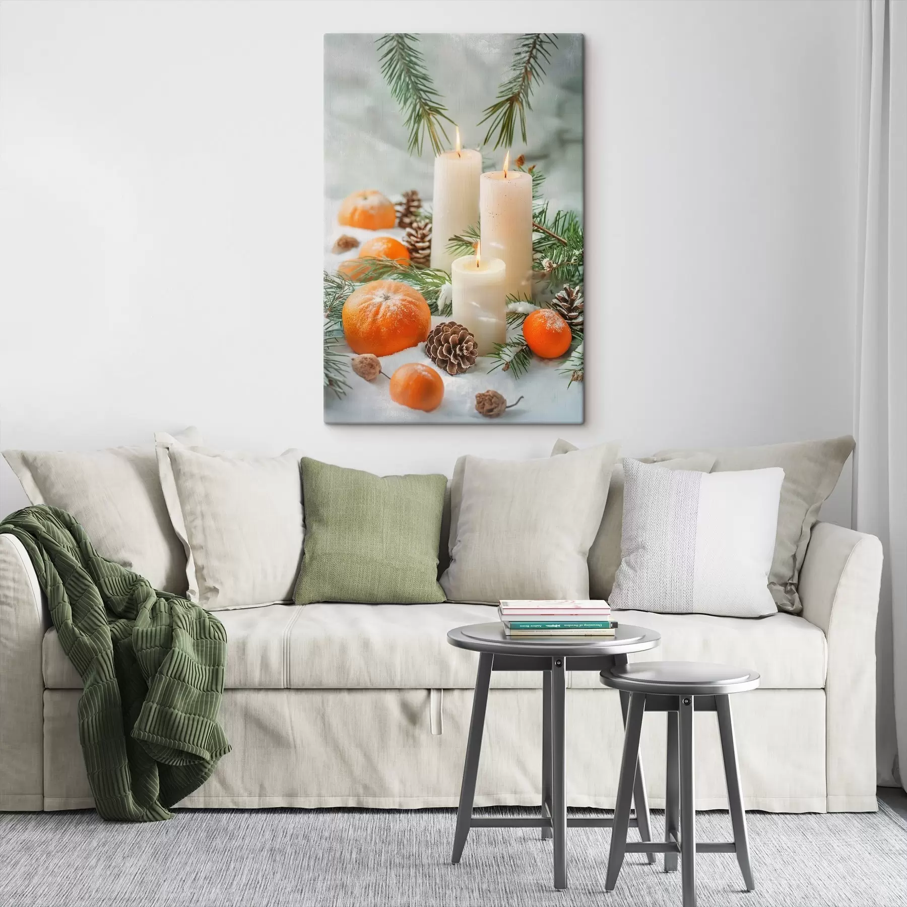 Obraz Svíčky, mandarinky a šišky Č. s46615