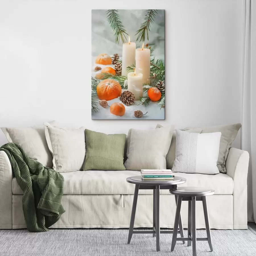 Obraz Svíčky, mandarinky a šišky Č. s46615