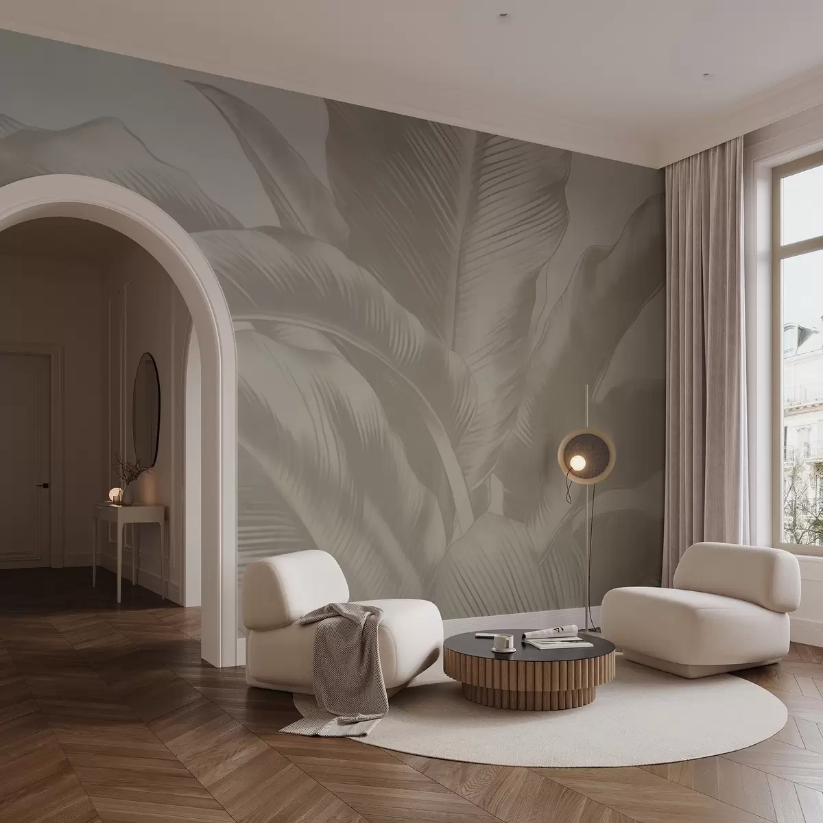 Fototapet Dlouhé listy, banánové listy s opotřebovaným efektem w04827v4