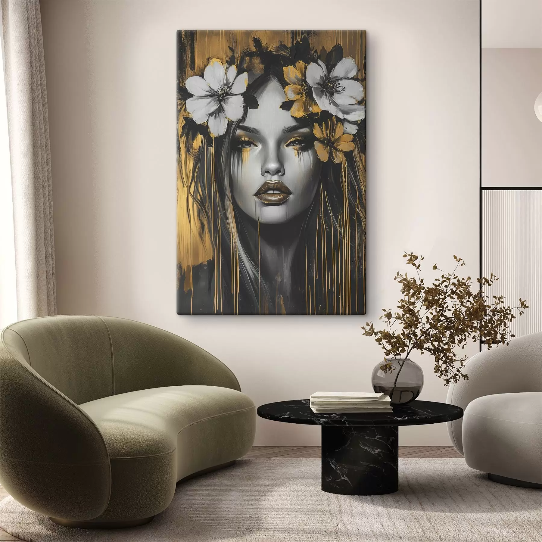 Obraz Abstraktní portrét ženy s květinami Č. s46454