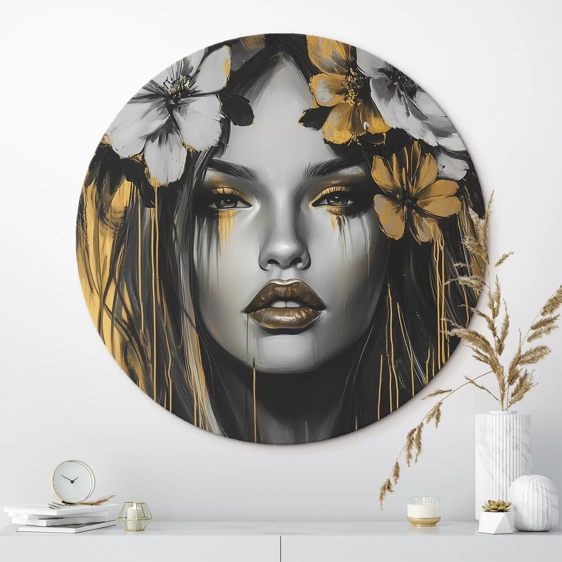 Obraz Abstraktní portrét ženy s květinami Č. r46454