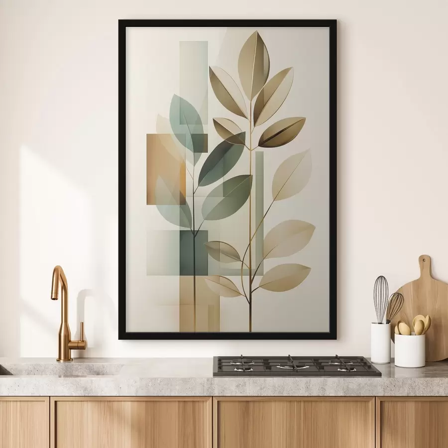 Fototapet Geometrické abstrakce s listy f46581