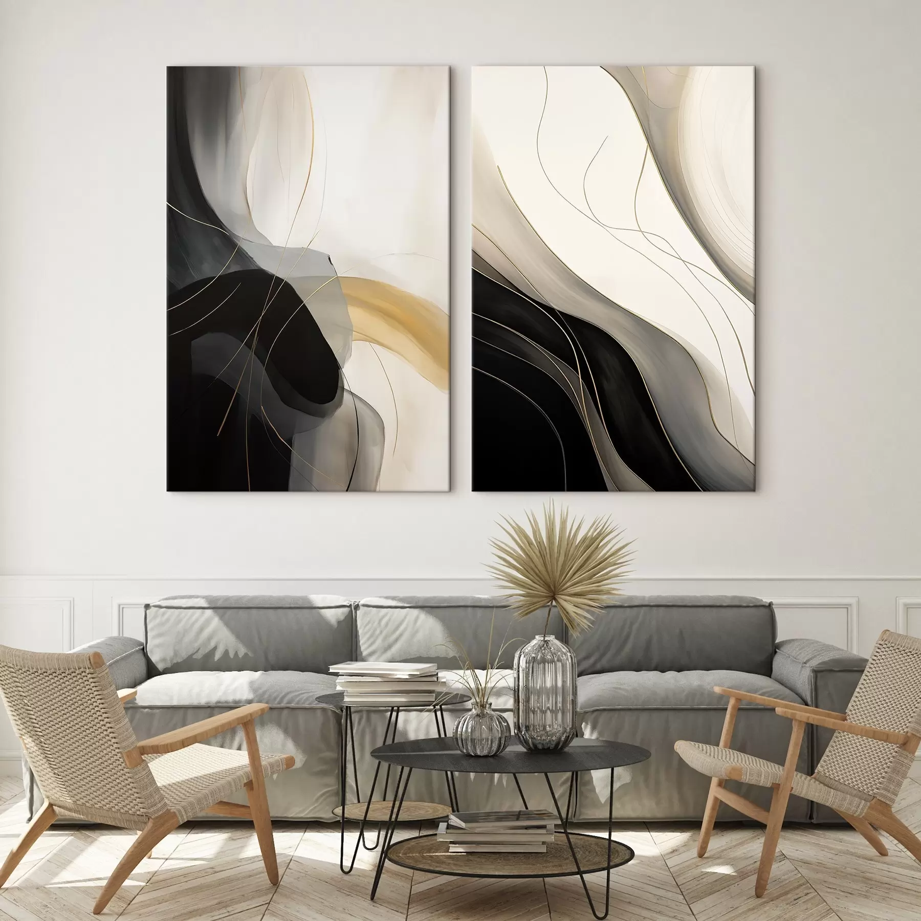 Fototapet Monochromatické křivky s jemnými kovovými vlákny m00972