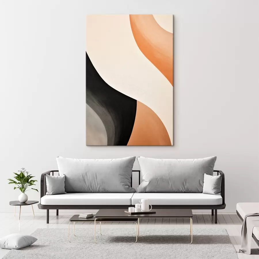 Obraz Výrazná S-křivka v krémové, černé a terakotové barvě Č. s46495