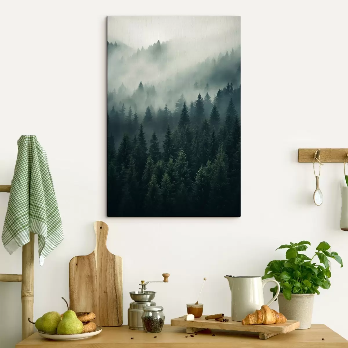 Obraz Mlha se valí nad hustým stálezeleným lesem Č. s46512