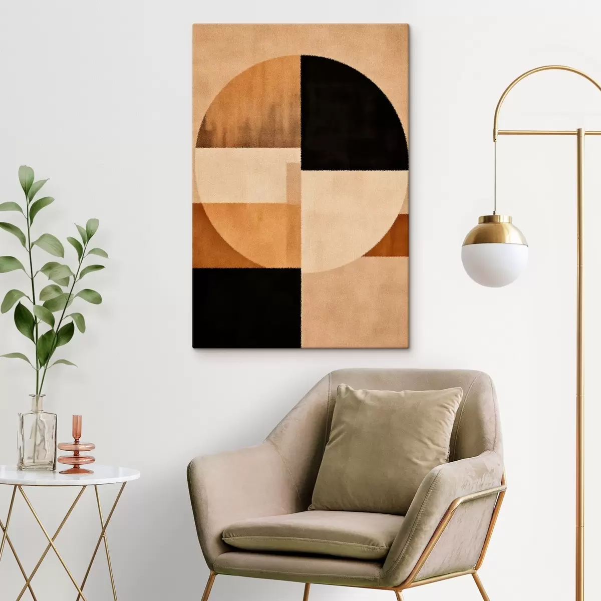 Obraz Půlkruhy a čtverce v teplých tónech, jemná textura Č. s46531