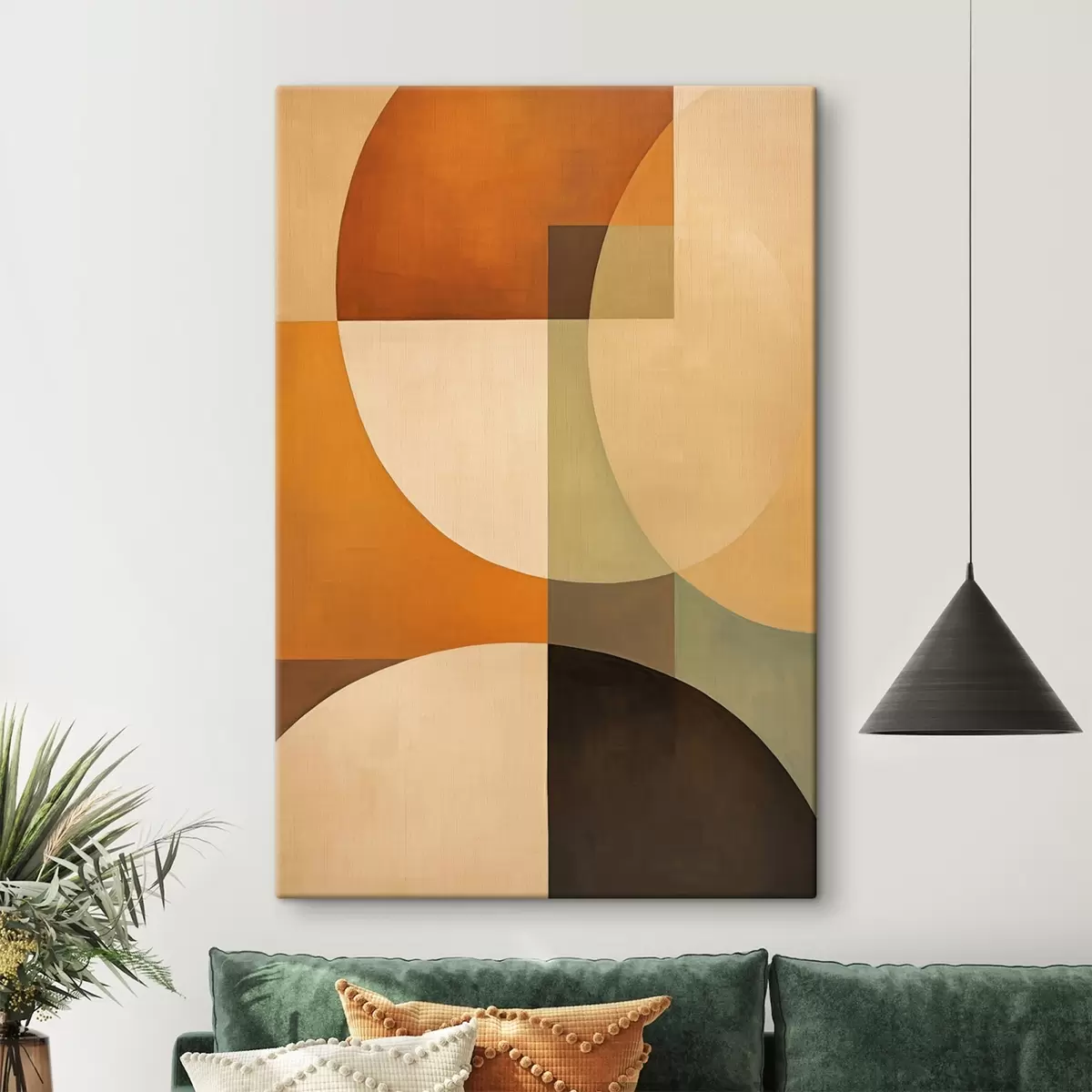Obraz Velké protínající se tvary v terakotově-olivových tónech Č. s46533