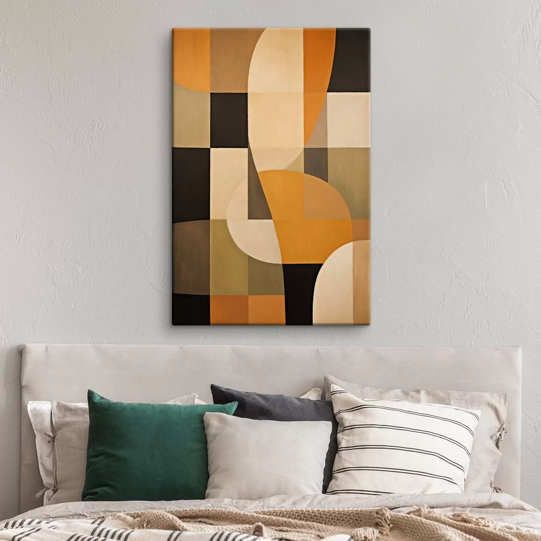 Obraz Patchwork obdélníků s hladkým oranžovým obloukem Č. s46534