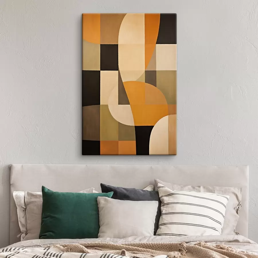 Obraz Patchwork obdélníků s hladkým oranžovým obloukem Č. s46534