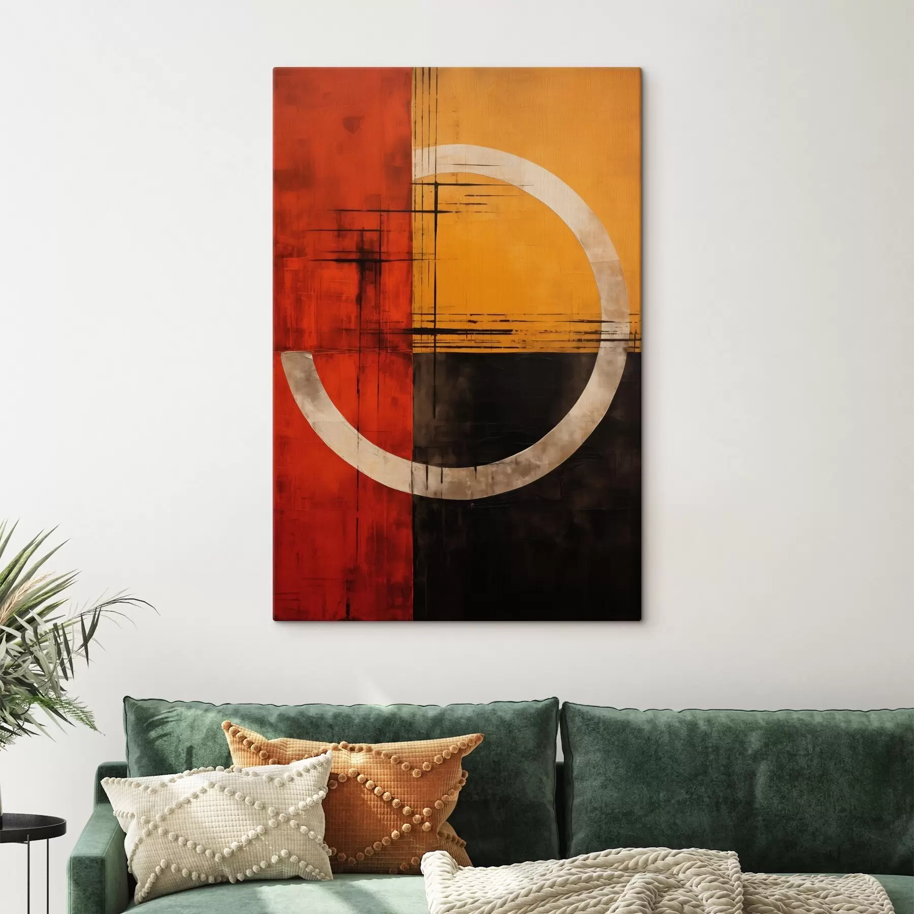 Obraz Abstraktní kruh na červeno-černém pozadí s čarami Č. s46535