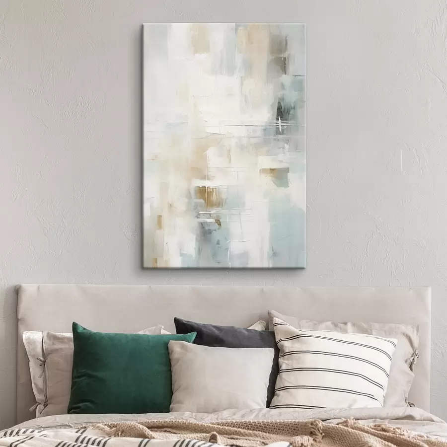 Obraz Vzdušné tahy modré a béžové barvy na bílém podkladu Č. s46547