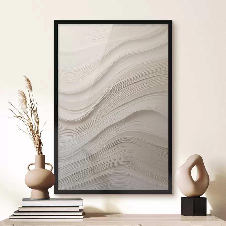 Fototapet Vrstvené reliéfní vlny v pískových tónech, jemná textura f46484