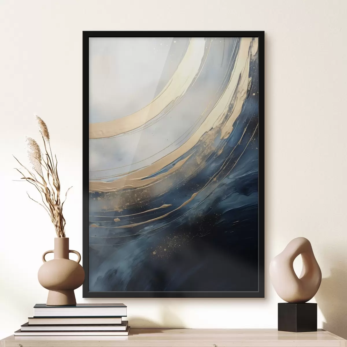 Poster Široké světelné oblouky na tmavě modrém pozadí f46487