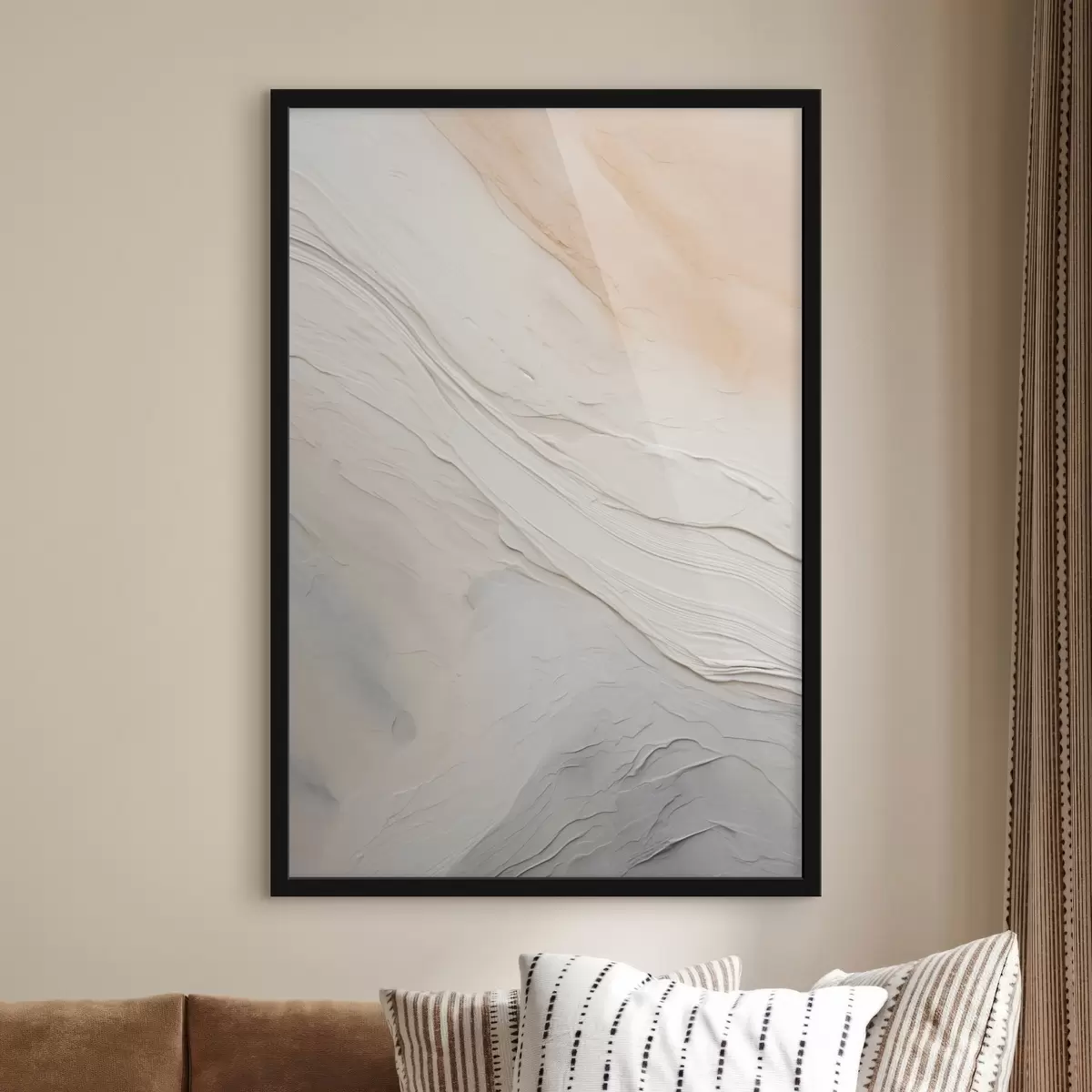 Poster Texturovaná omítka v jemných odstínech slonové kosti a písku f46510