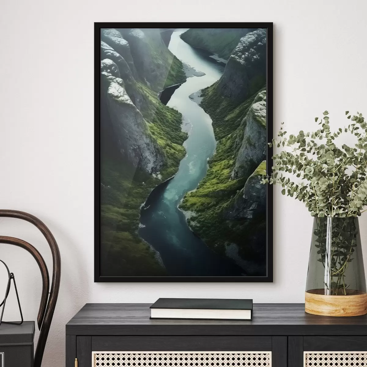 Poster Meandrující řeka mezi útesy, pohled z ptačí perspektivy f46521