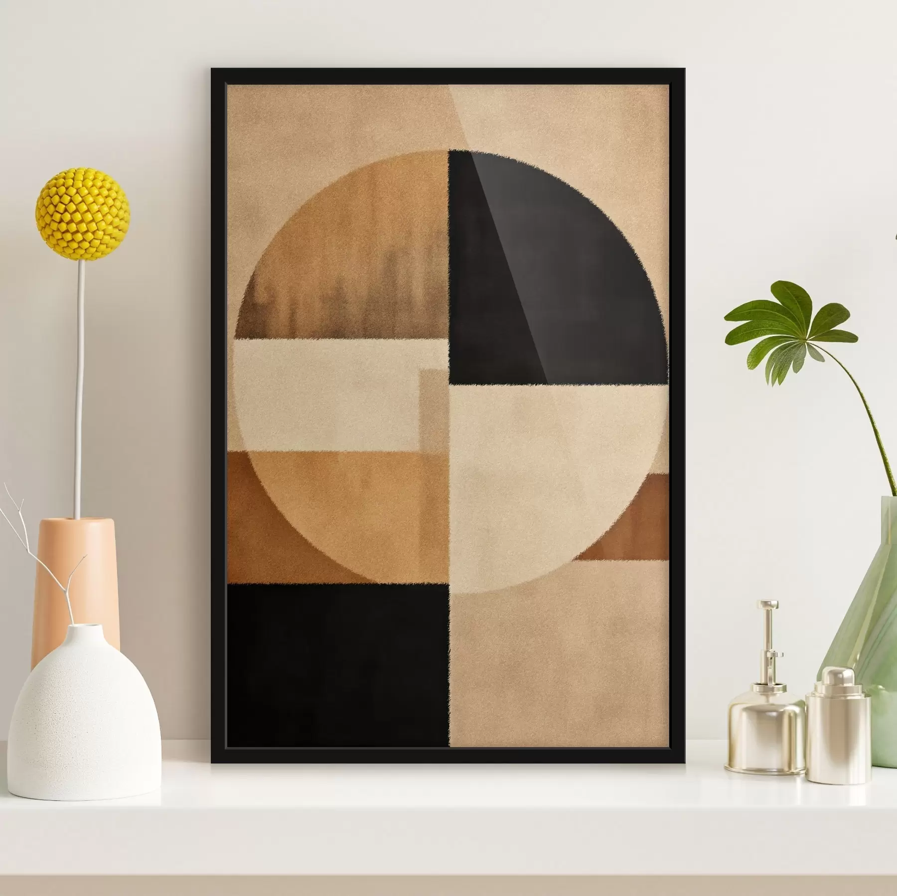 Fototapet Půlkruhy a čtverce v teplých tónech, jemná textura f46531