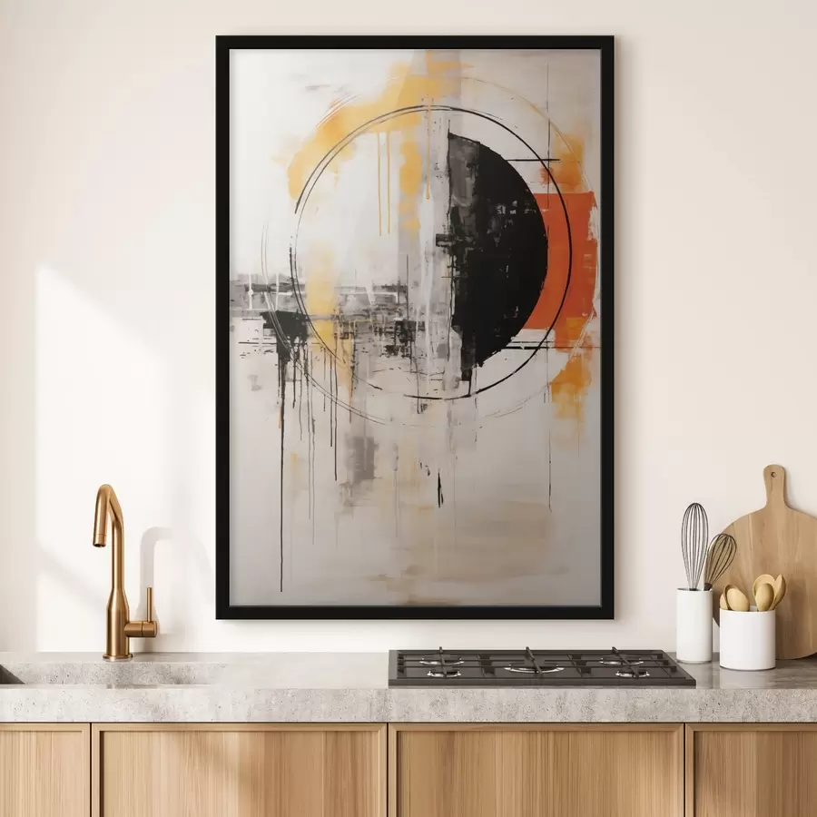 Fototapet Monochromatický oranžový kruh s texturovanými kapkami f46536