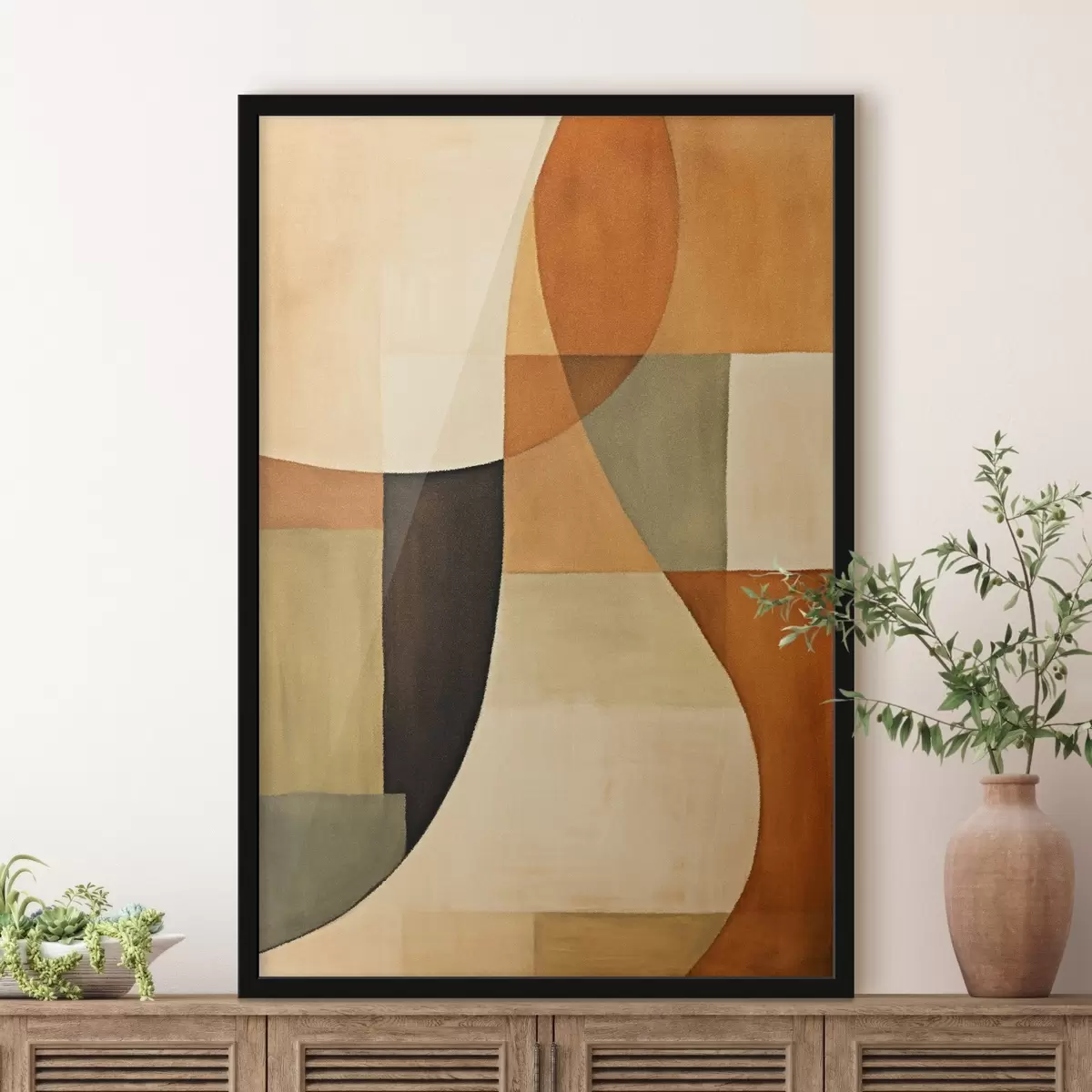 Poster Měkká geometrická pole v teplé přírodní paletě f46538