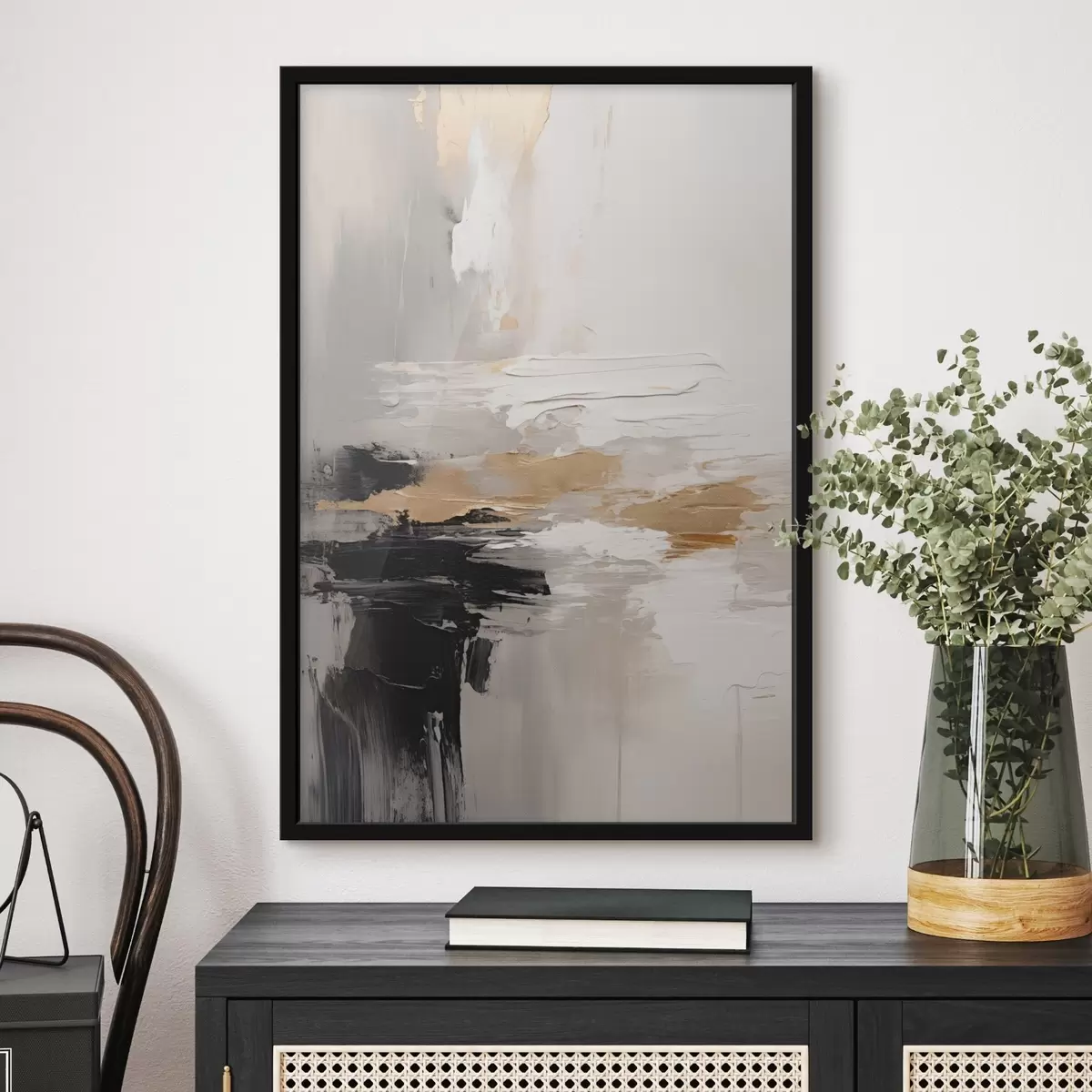 Poster Nahé tóny s kontrastní černou a okrovou vrstvou f46544