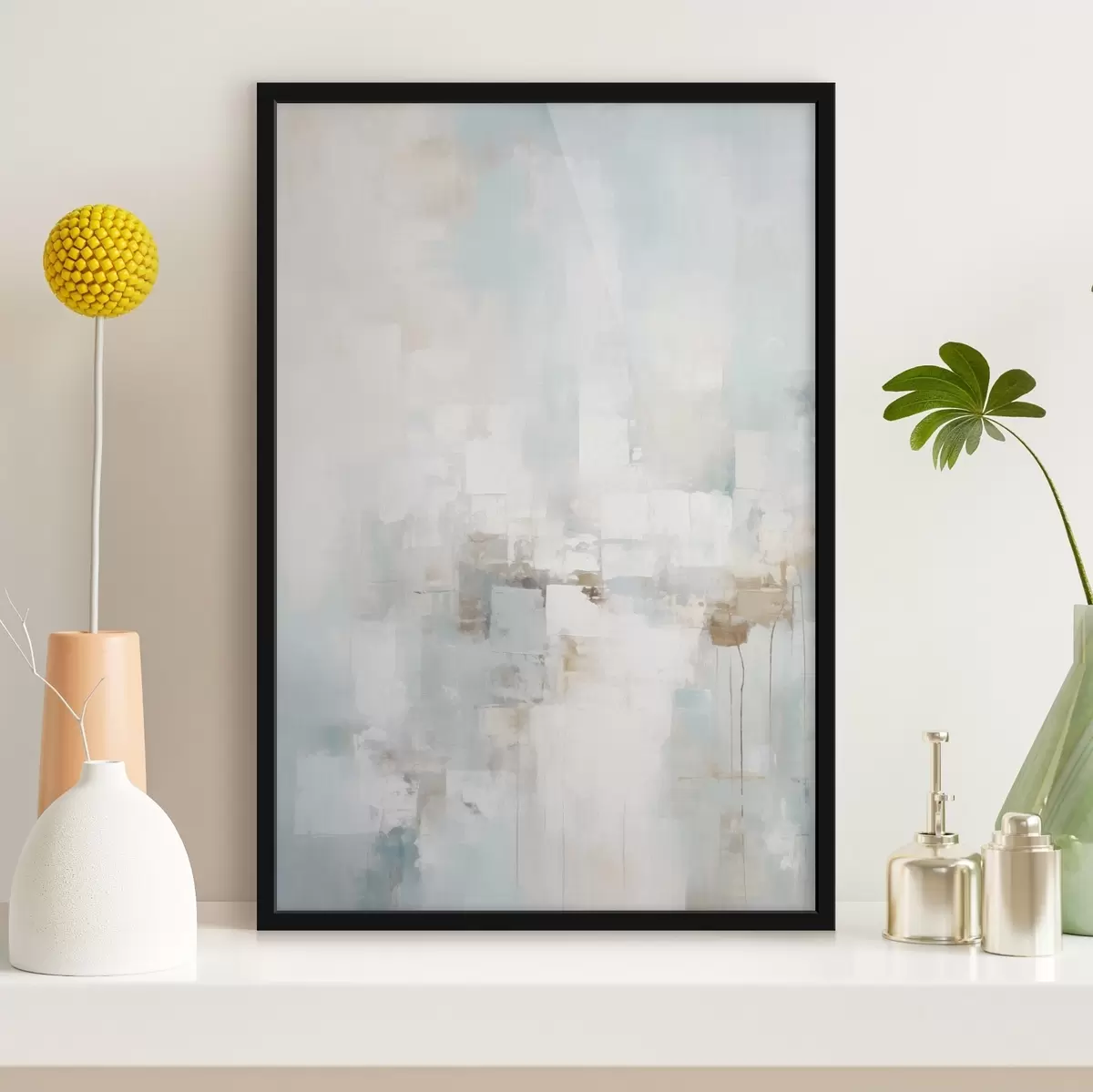 Poster Světlé pastelové bloky: modrá, béžová, bílá f46546