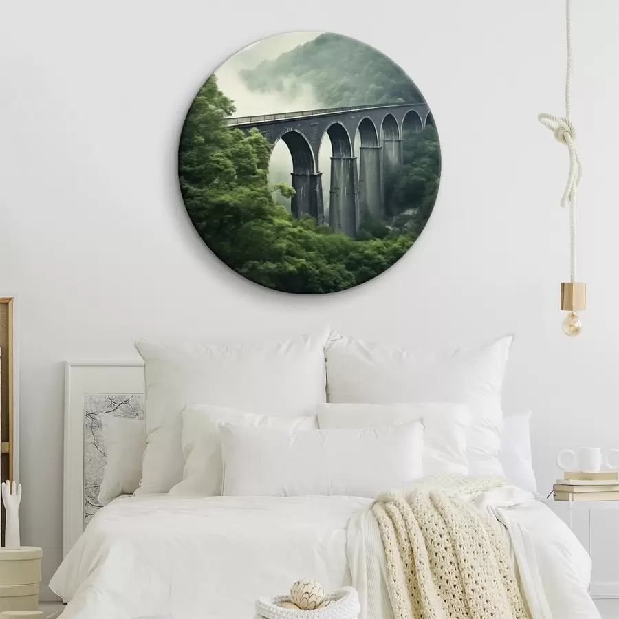 Obraz Kamenný viadukt nad zamlženým zalesněným údolím Č. r46483