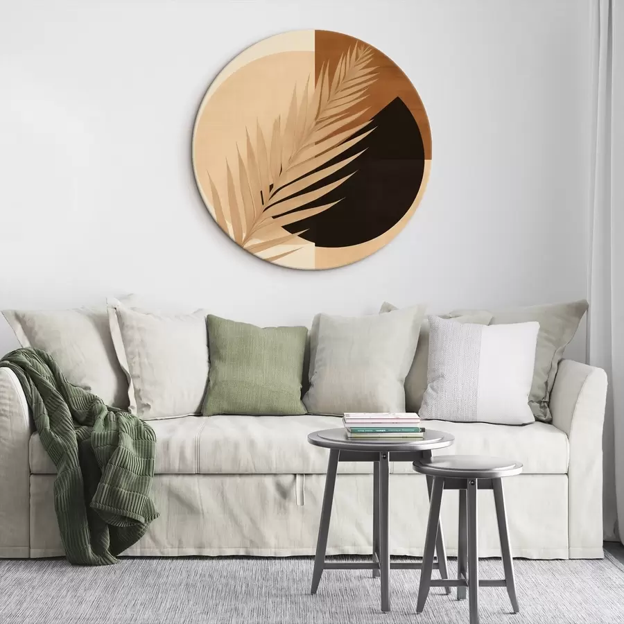 Obraz Palmový list nad terakotovou a krémovou geometrií Č. r46490