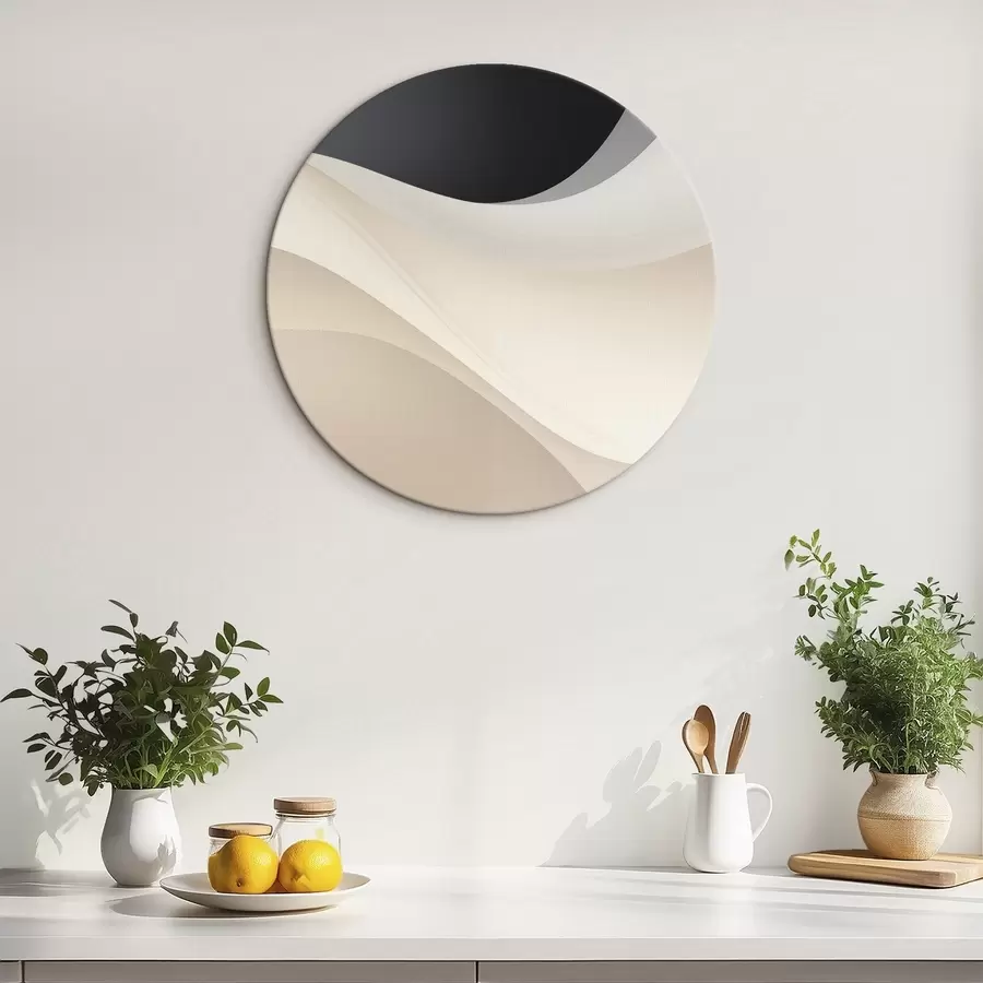 Obraz Vrstvené plynulé křivky v černé, krémové a šedohnědé barvě Č. r46492