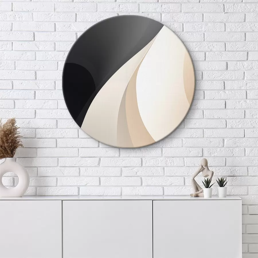 Obraz Elegantní překrývající se křivky v barvách uhlí, slonové kosti a písku Č. r46493