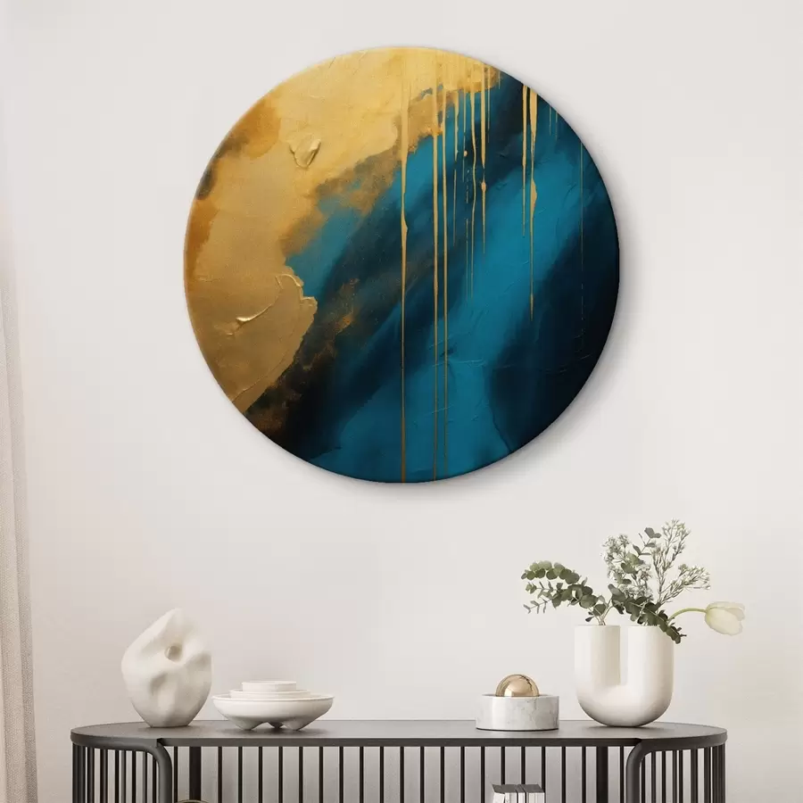 Obraz Tyrkysová a tmavě modrá abstrakce s tekoucími teplými odlesky Č. r46509