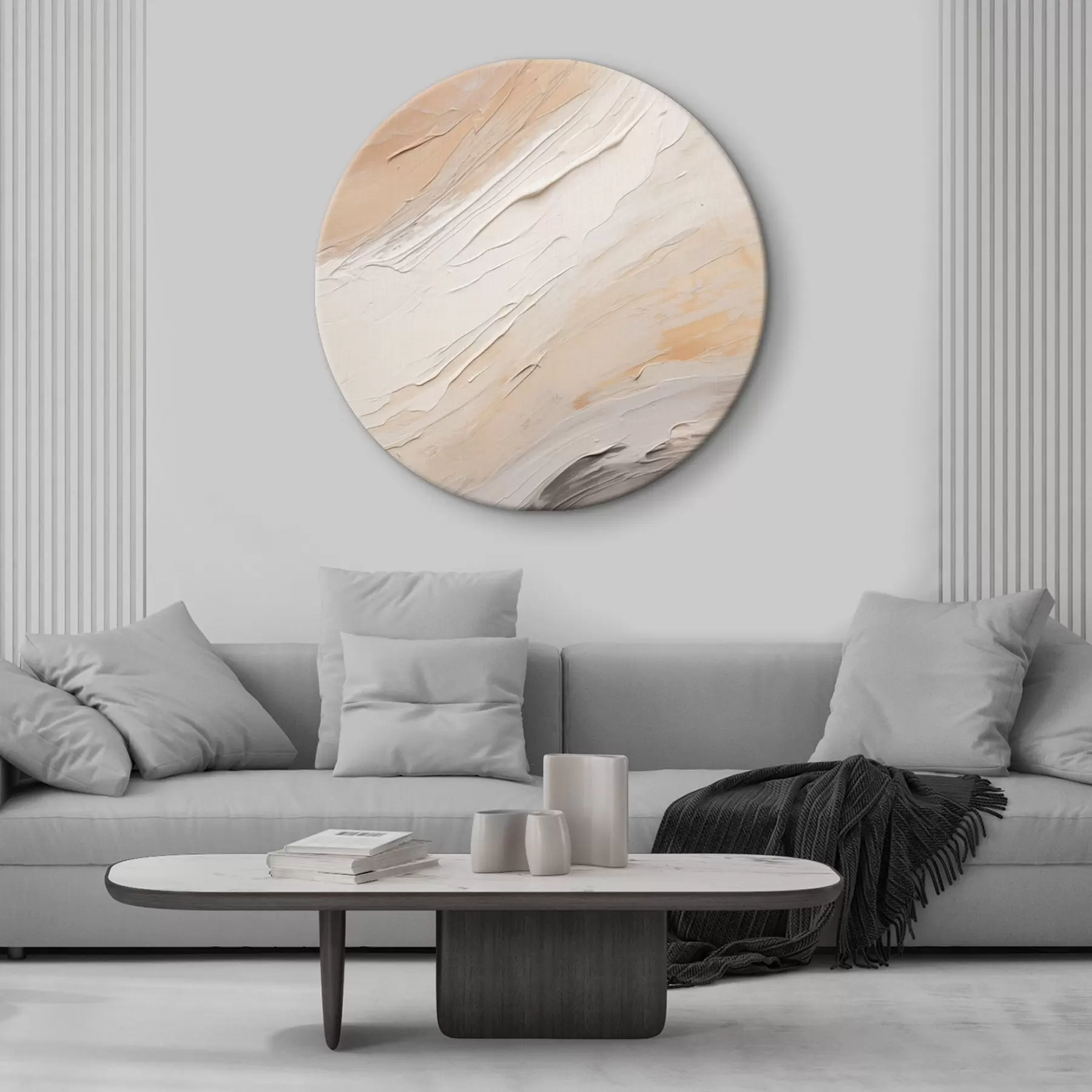 Obraz Texturovaná omítka ve tvaru vírů v teplé béžové barvě s jemnou šedou Č. r46511