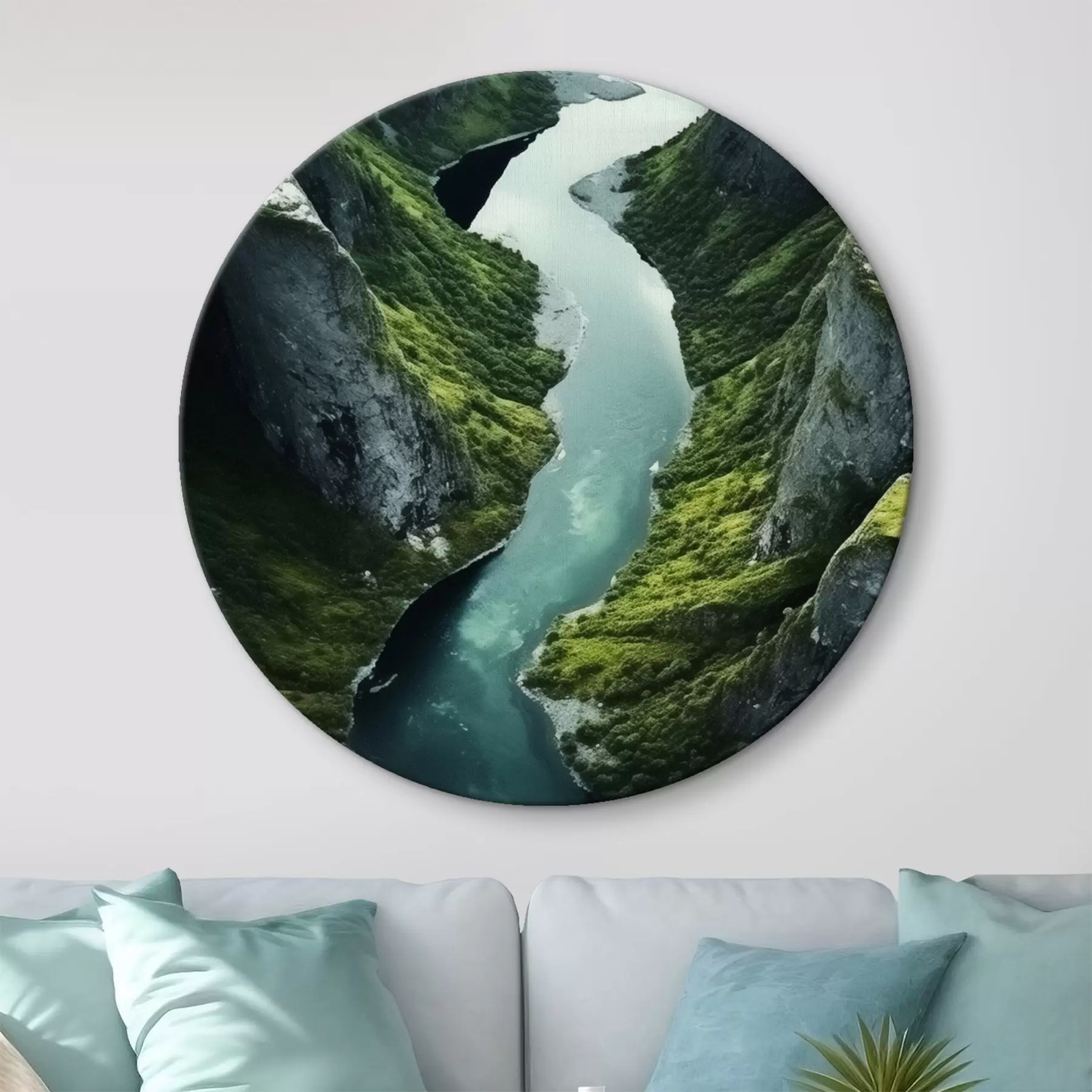 Obraz Meandrující řeka mezi útesy, pohled z ptačí perspektivy Č. r46521