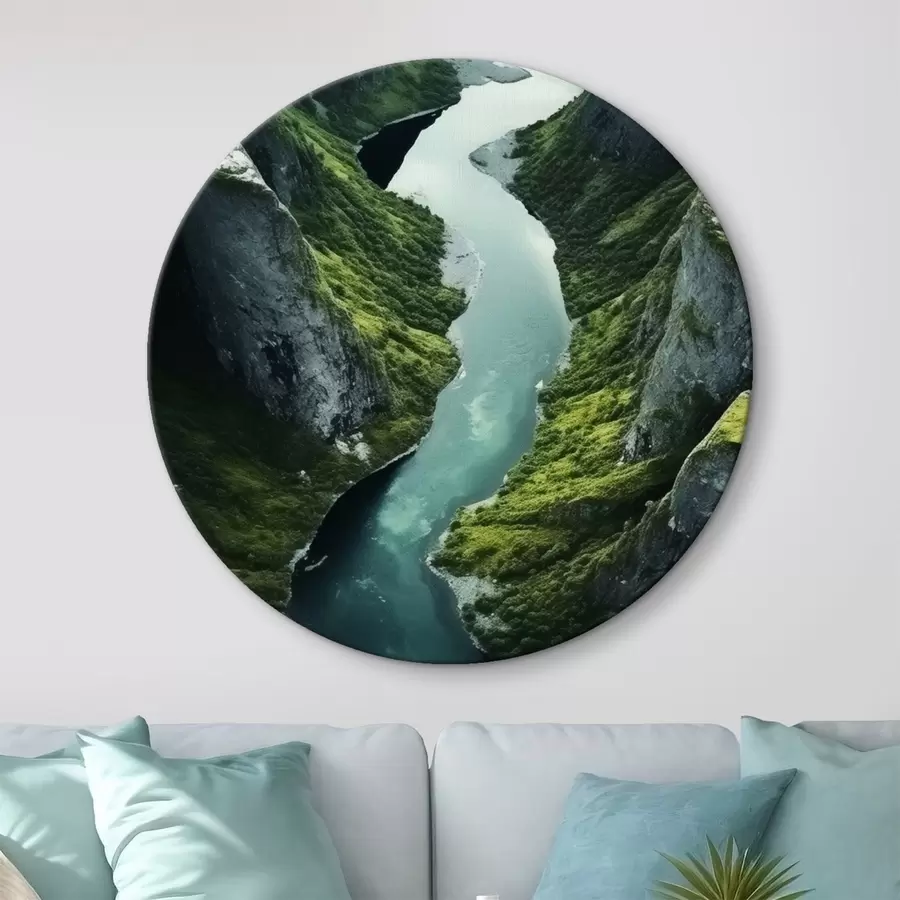 Obraz Meandrující řeka mezi útesy, pohled z ptačí perspektivy Č. r46521