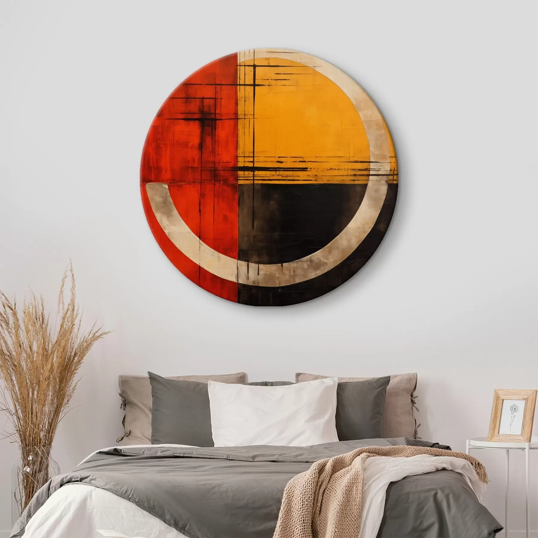 Obraz Abstraktní kruh na červeno-černém pozadí s čarami Č. r46535